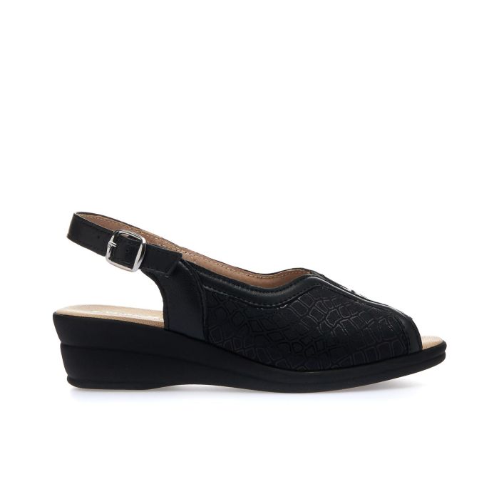 Sandali comfort neri con zeppa