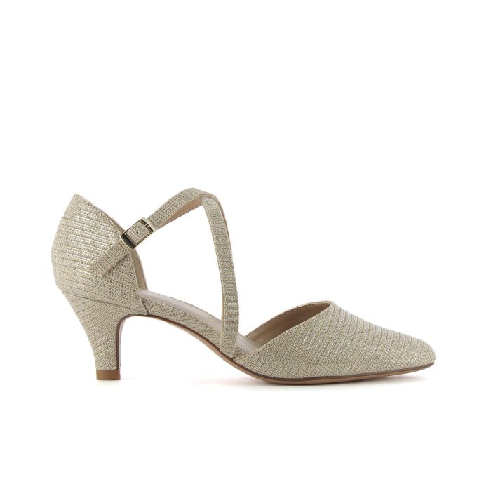 Decolletè oro tacco basso