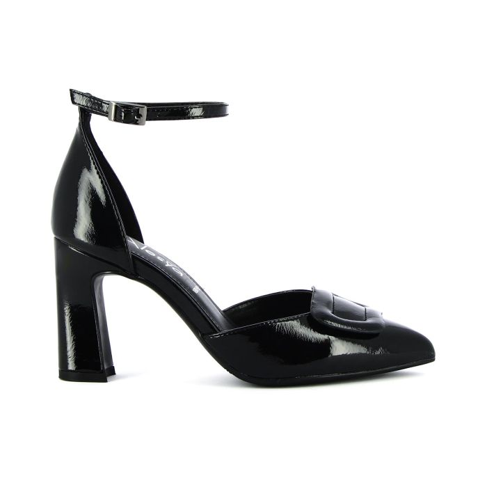 Decolletè nere lucide a punta con tacco alto