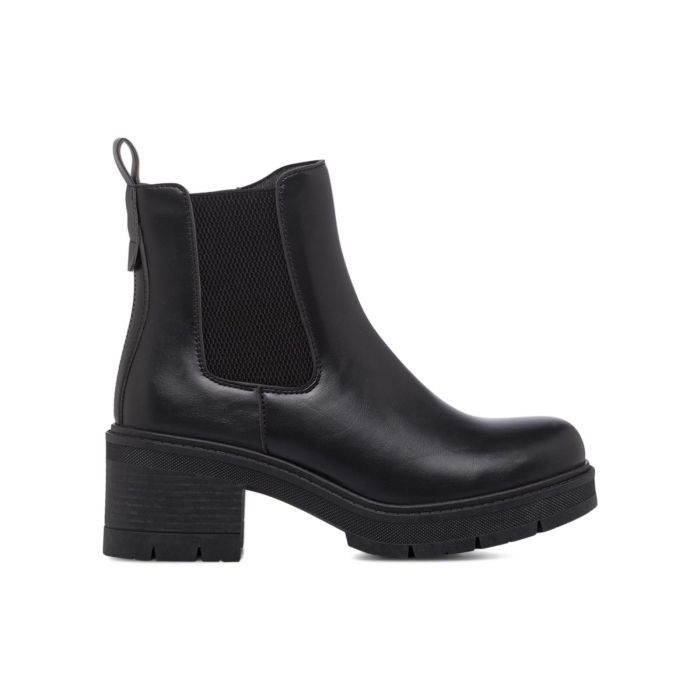 Chelsea neri da donna con tacco largo medio in gomma