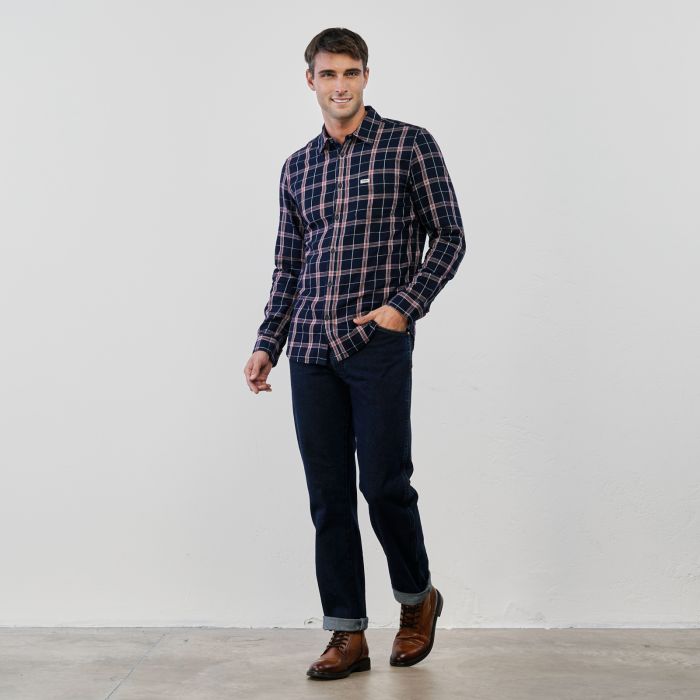 Jeans blu da uomo in cotone con tasche