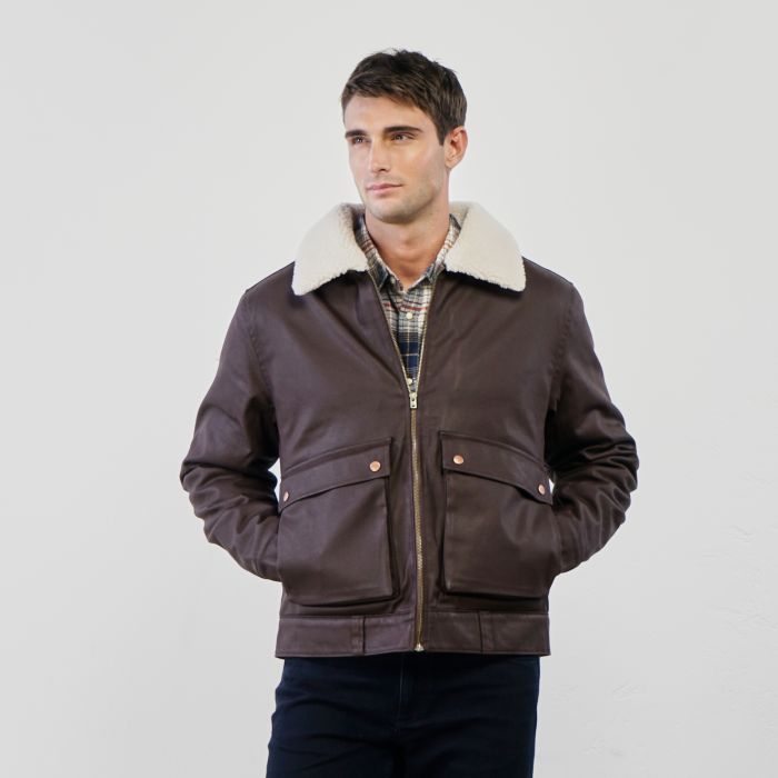 Giacca marrone da uomo modello montone