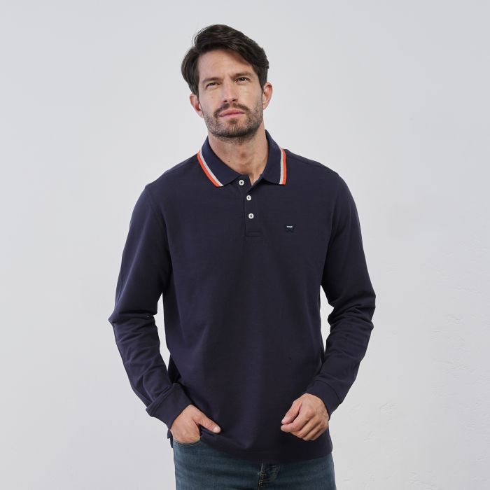 Maglia blu da uomo in cotone con colletto
