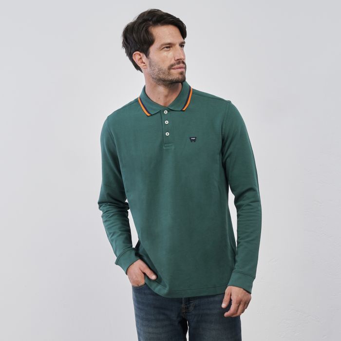 Maglia verde da uomo in cotone con colletto