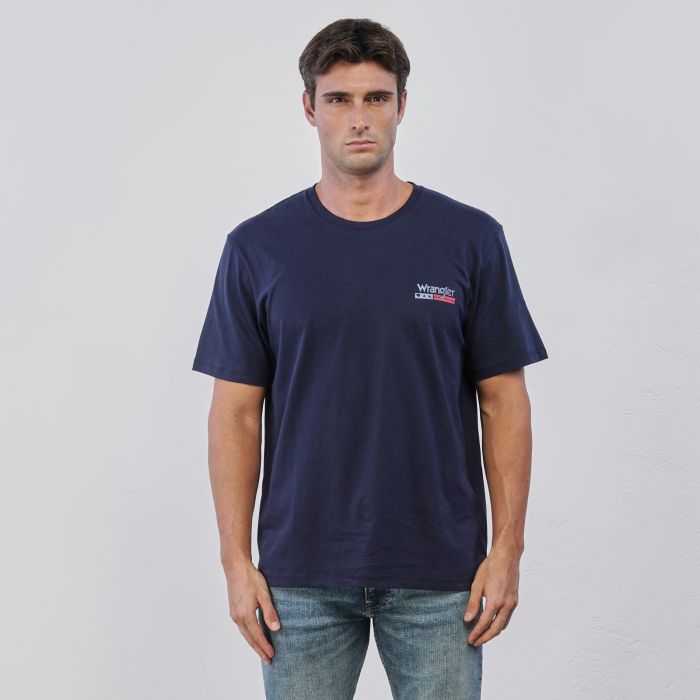 T-shirt maniche corte blu da uomo in cotone
