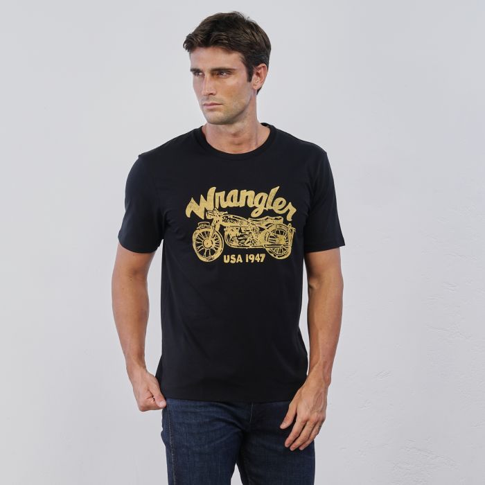 T-shirt maniche corte nera da uomo in cotone