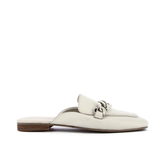 Sabot beige in vera pelle con catena