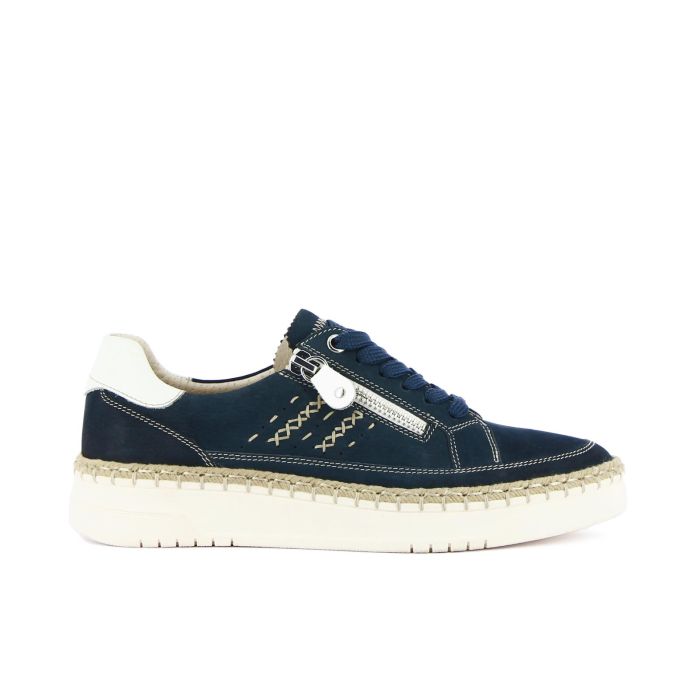 Sneakers blu con dettaglio in corda e zip
