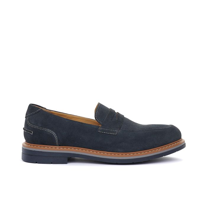 Mocassini blu casual in suede