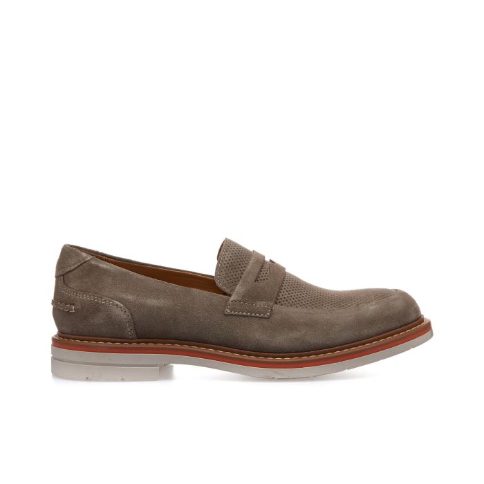 Mocassini beige casual in suede