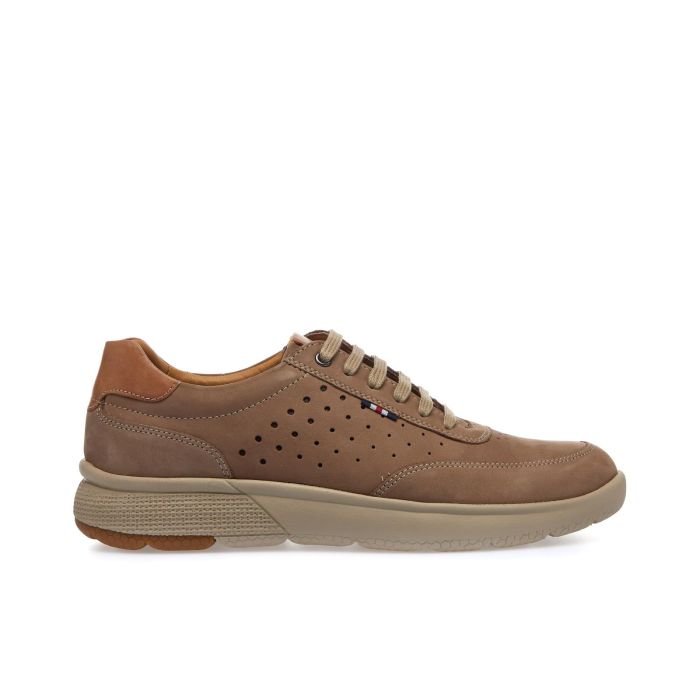 Sneakers beige in pelle con lacci