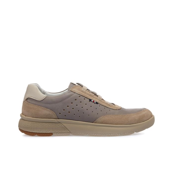 Sneakers beige slip-on in pelle
