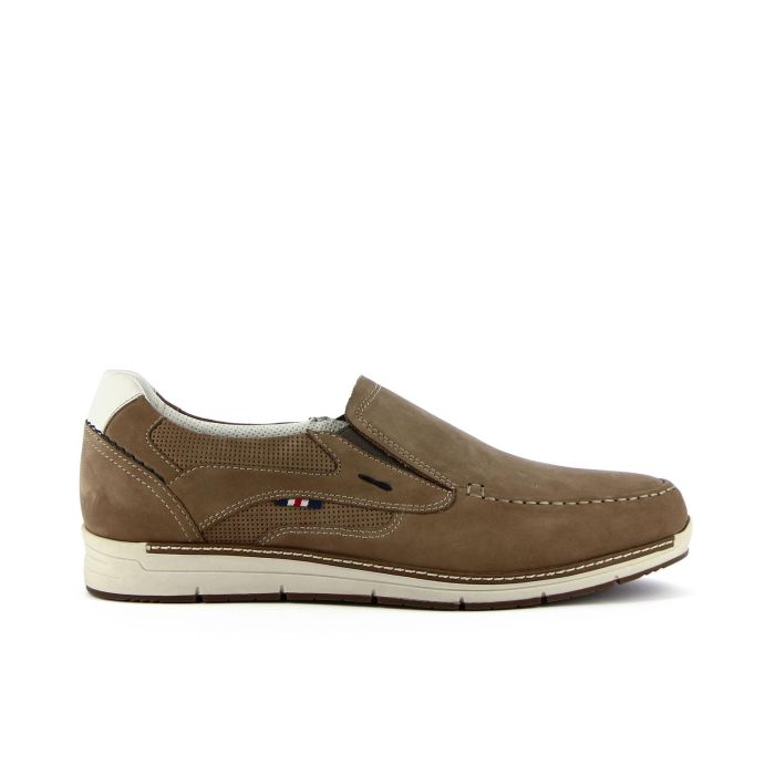 Slip-on beige in pelle con cuciture