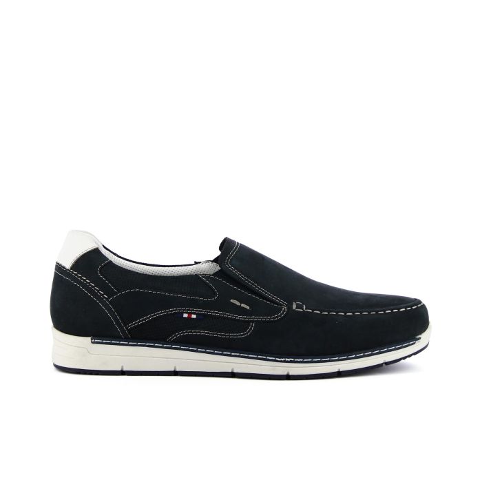 Slip-on blu in pelle con cuciture