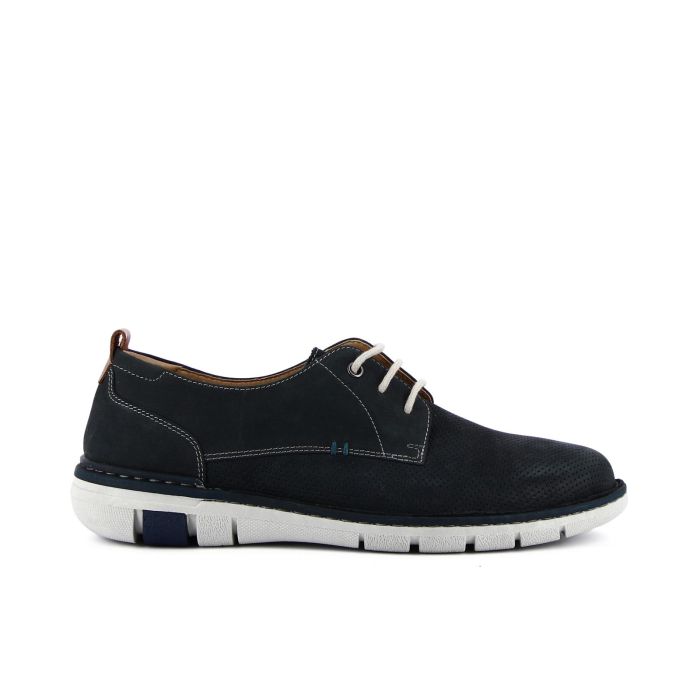 Scarpe stringate sportive blu in pelle
