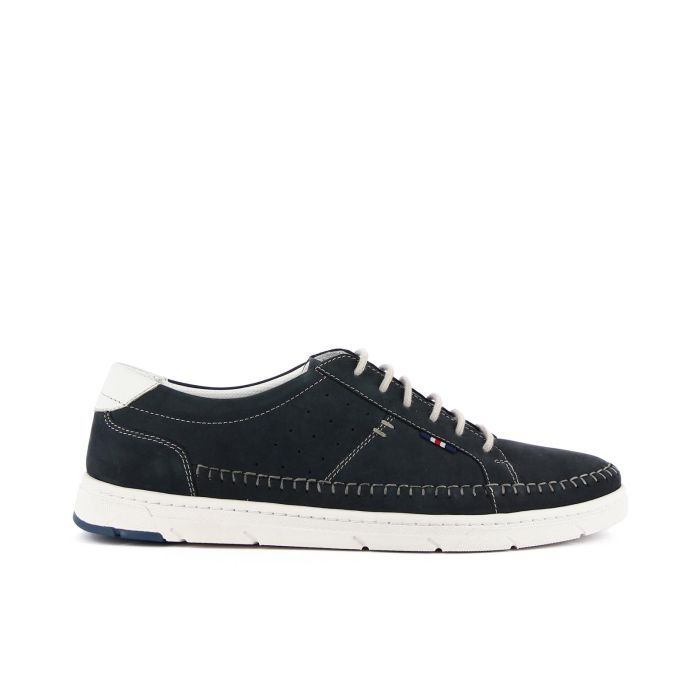 Stringate sportive blu in pelle on cuciture a contrasto