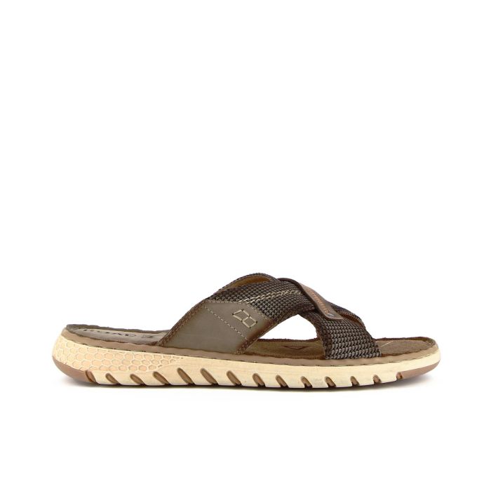 Sandali marroni in pelle con doppia fascia