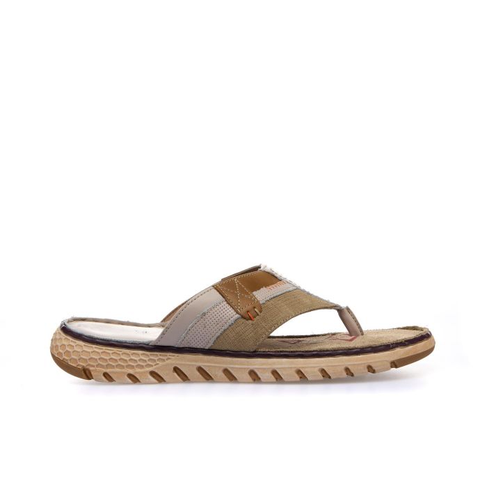 Sandali marroni in pelle modello infradito con cuciture