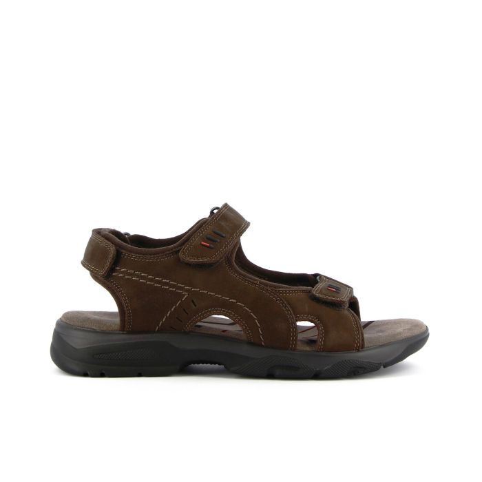 Sandali in pelle marroni con strappi