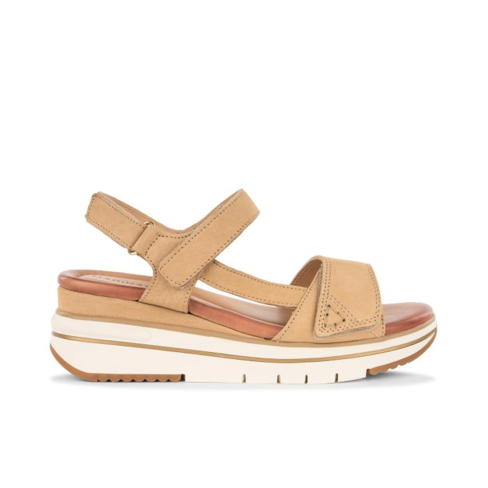 Sandali in pelle beige sportivi con platform da donna