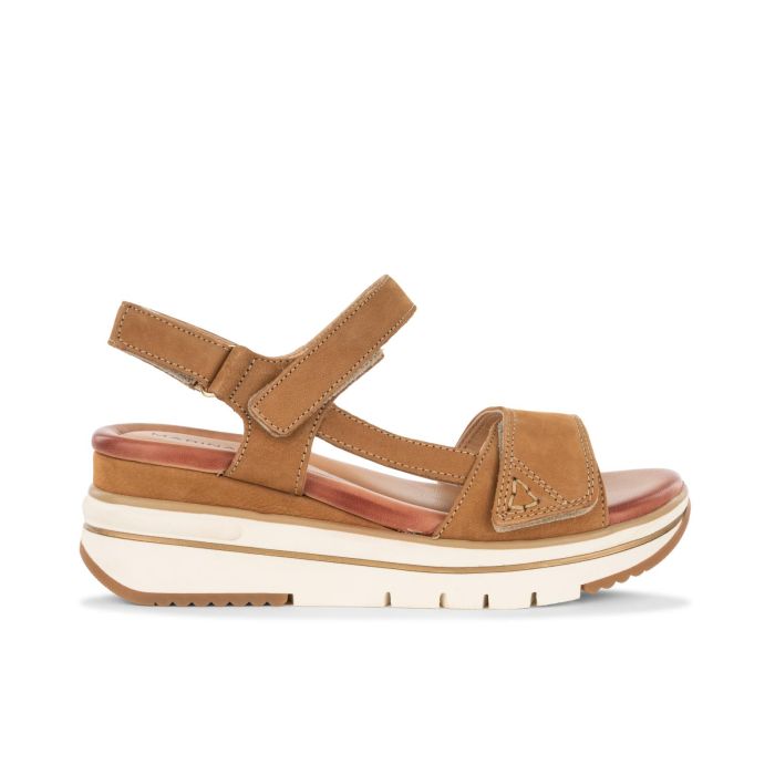 Sandali marroni in pelle con zeppa da donna