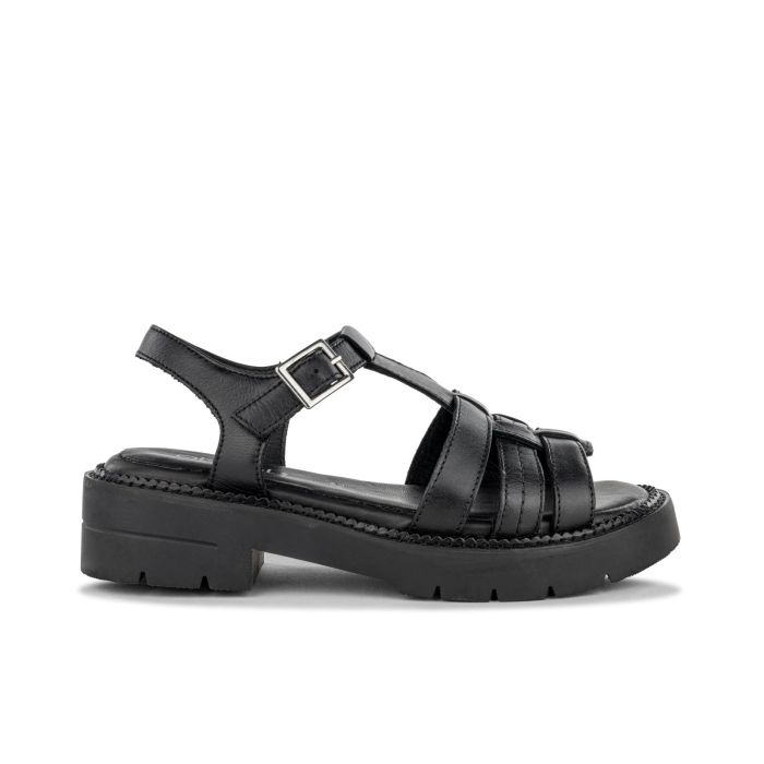 Sandali neri da donna con suola platform e cinturini