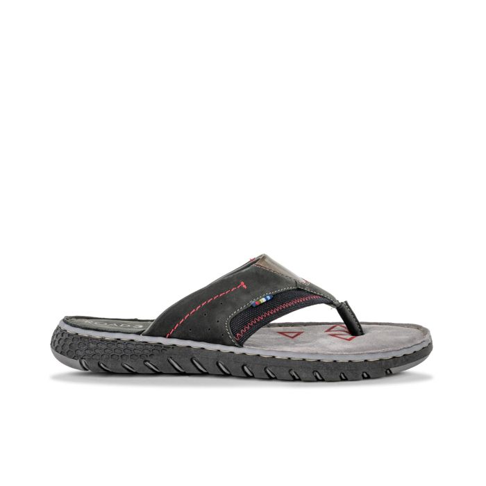 Sandali neri da uomo modello infradito con cuciture