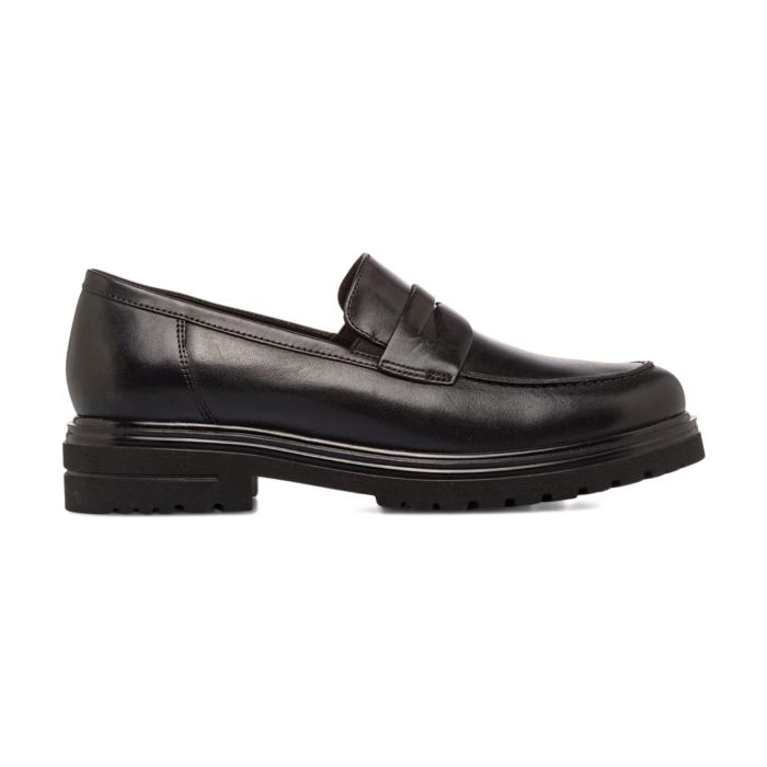 Mocassini casual neri da donna in pelle