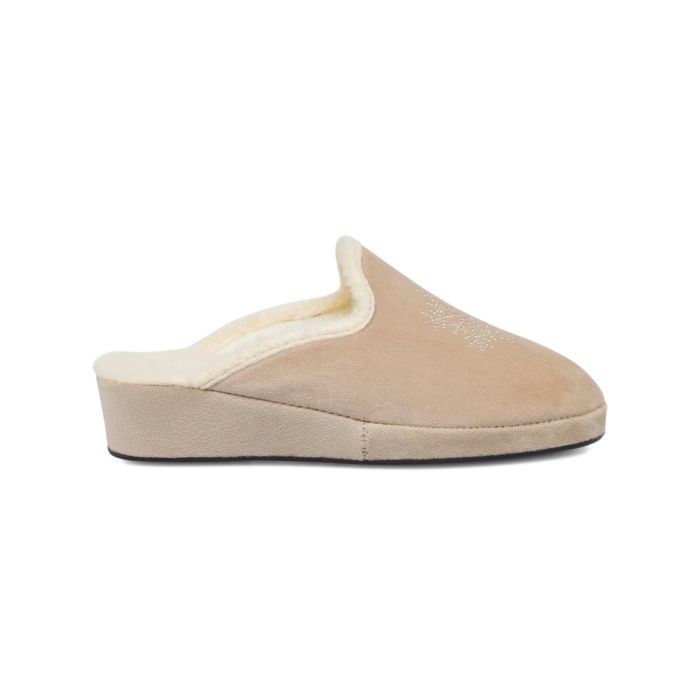 Ciabatte casa beige da donna con zeppina