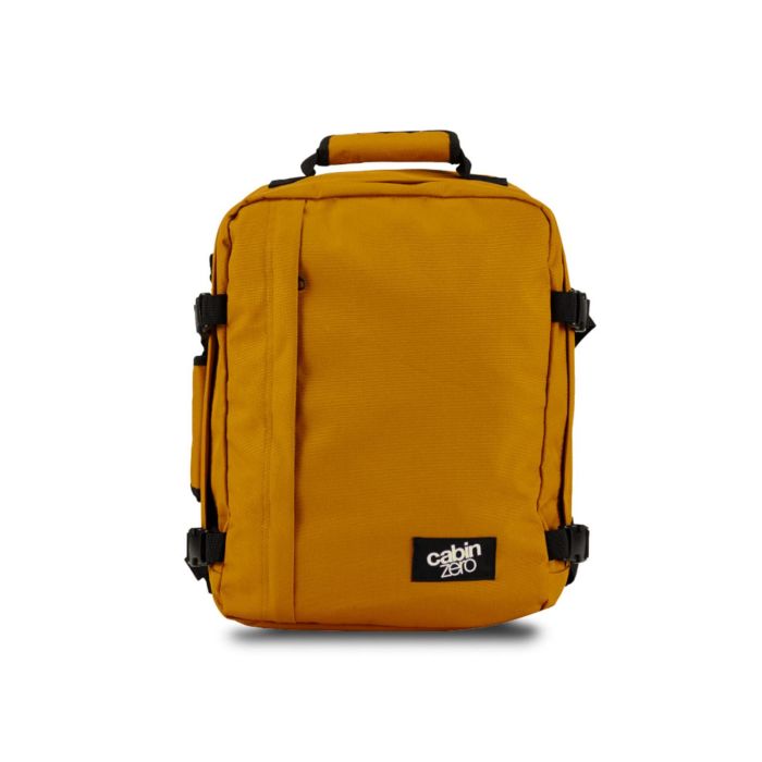 Zaino arancione da viaggio 28L con zip e cinghie di compressione