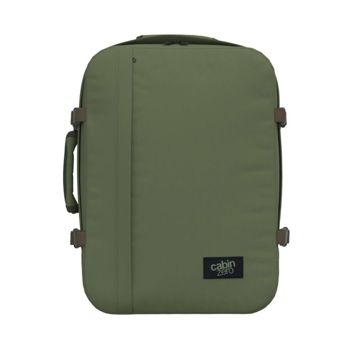 Zaino kaki da viaggio 36L con zip e cinghie di compressione