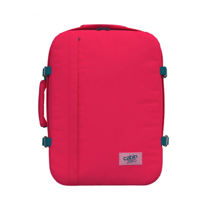 Zaino rosso da viaggio 28L con zip e cinghie di compressione