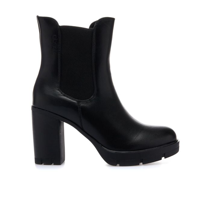 Stivaletti chelsea neri con tacco alto in gomma e plateau