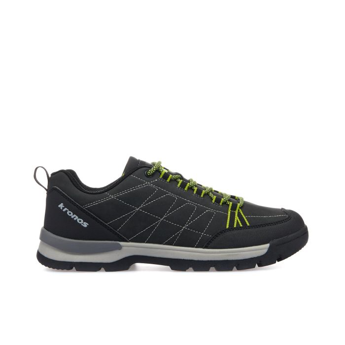 Sneakers grigie da trekking con lacci fluo