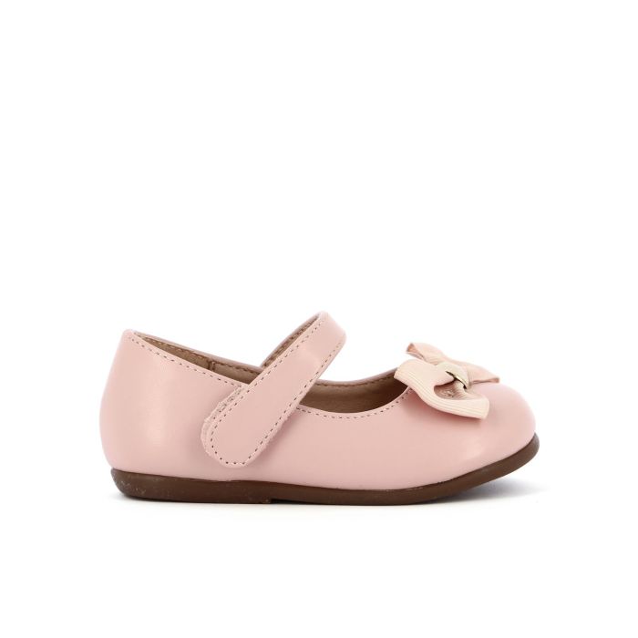 Ballerine rosa modello mary jane con velcro e fiocco da bimba