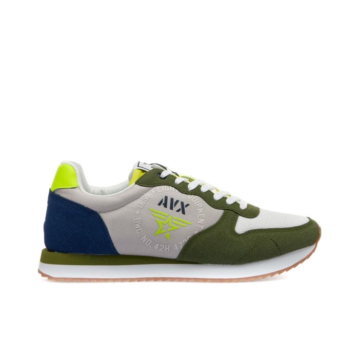 Sneakers verdi e beige con maxi logo