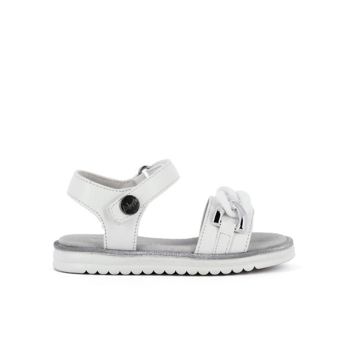 Sandali bianchi con velcro e catena da bimba