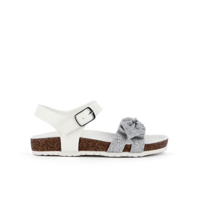 Sandali argento da bimba con fiocco glitterato