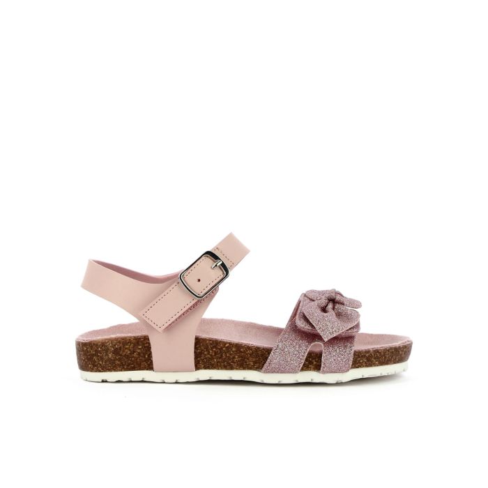 Sandali rosa da bimba con fiocco glitterato