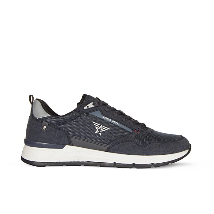 Sneakers blu con stemma laterale e lacci