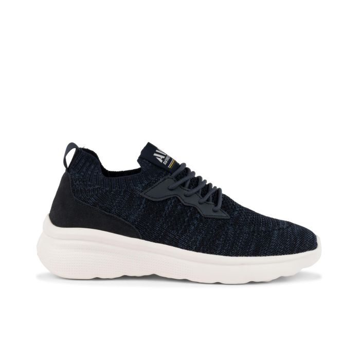 Sneakers blu in tessuto melange con suola chunky