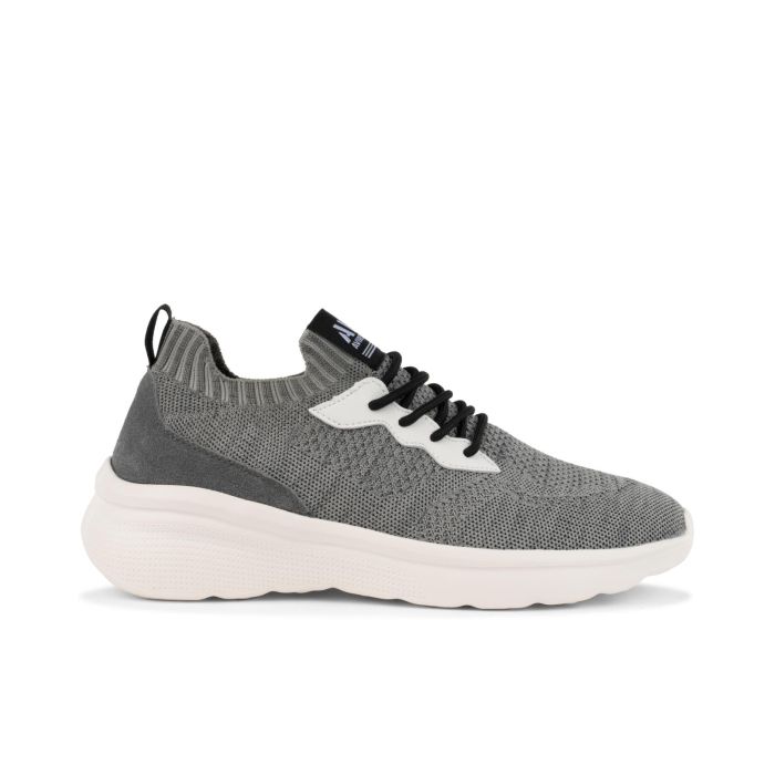 Sneakers grigie in tessuto melange con suola chunky