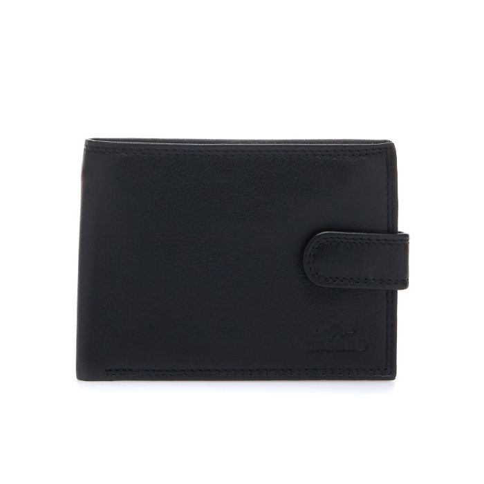 Portafoglio nero da uomo in pelle con chiusura