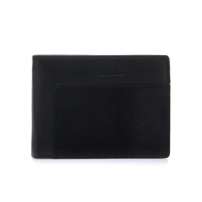 Portafoglio nero da uomo in pelle con logo