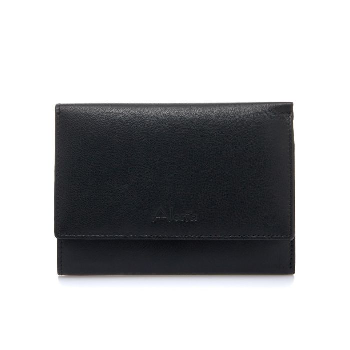 Portafoglio nero da donna in pelle