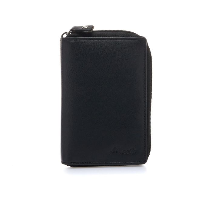 Portafoglio verticale nero da donna con zip