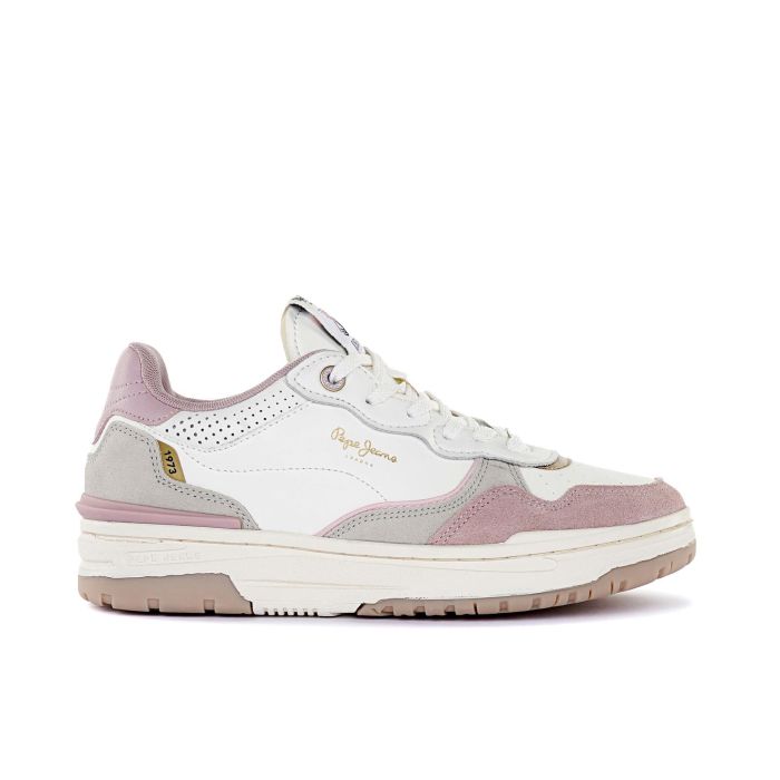 Sneakers bianche e rosa da donna con logo laterale