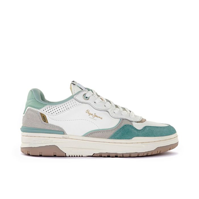 Sneakers bianche e azzurre da donna con logo laterale