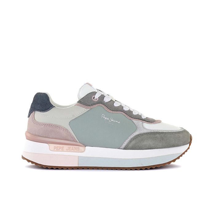 Sneakers grigie da donna con suola platform e logo laterale
