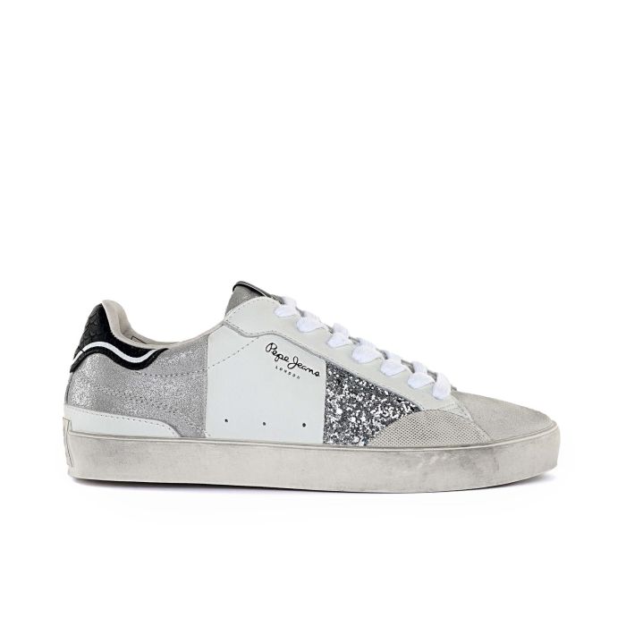 Sneakers bianche da donna con inserto con strass